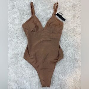 Skims Mesh Thong Bodysuit Nude XXS